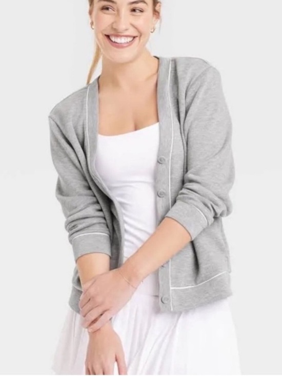 all in motion Sweaters - Women’s Grey Button-Front Cardigan Sweater Relaxed Fit XS | NWT